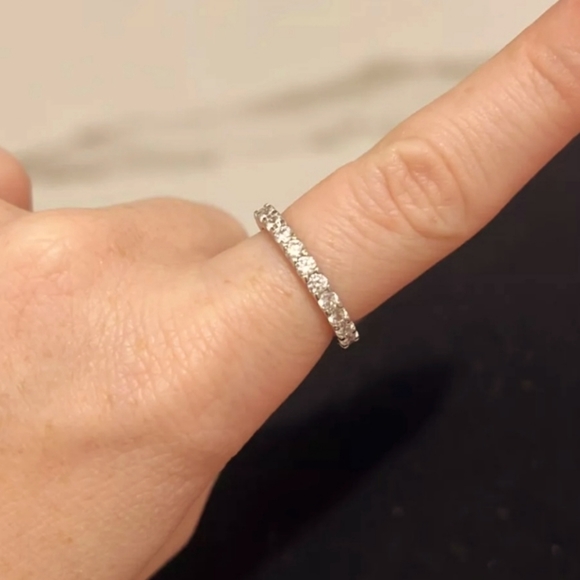 Silver Cubic Zirconia Eternity Ring/Band Style 2 - Picture 8 of 8